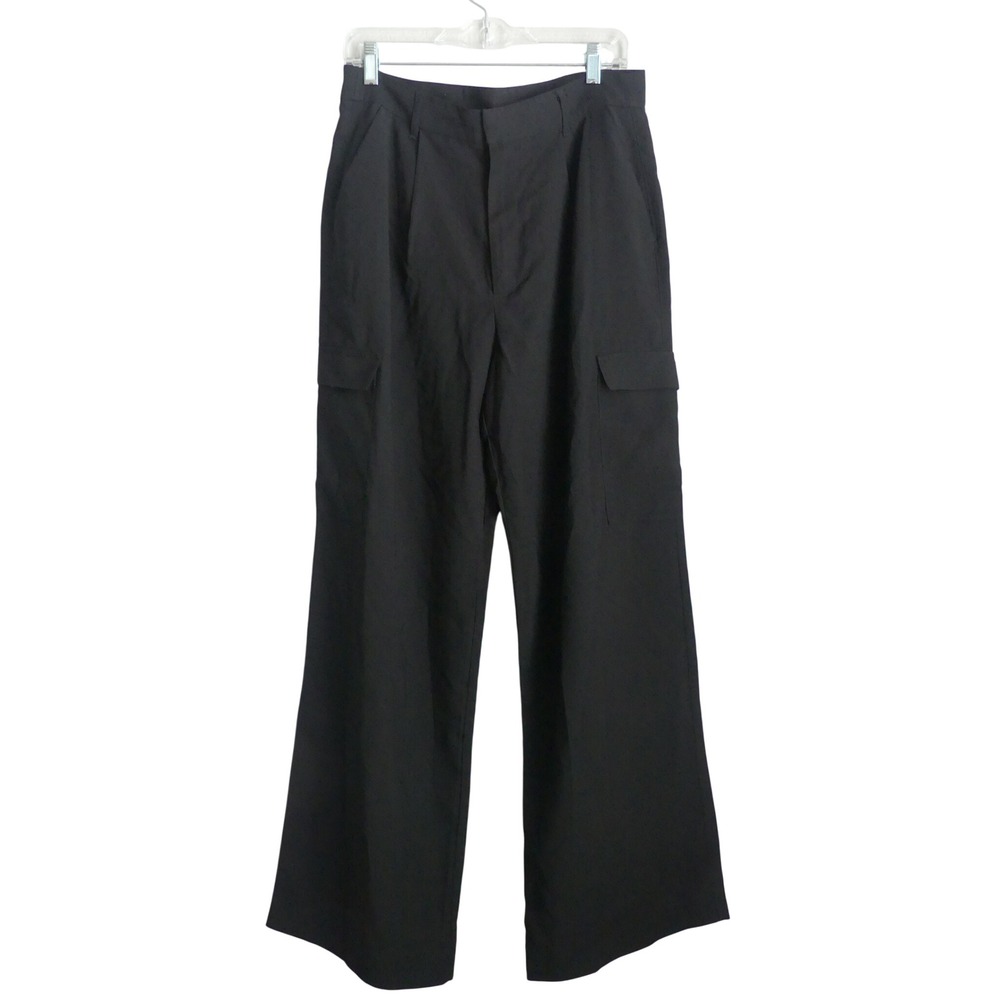 Truth by Republic Womens Black Wide Leg Cargo Pants Size 12 High Rise Pleated
